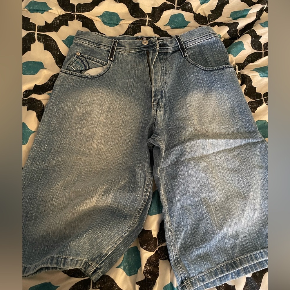Mens light blue jean shorts